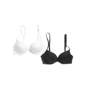 CALVIN KLEIN Black/white 2pk Pure Micro Push Up Plunge Bras